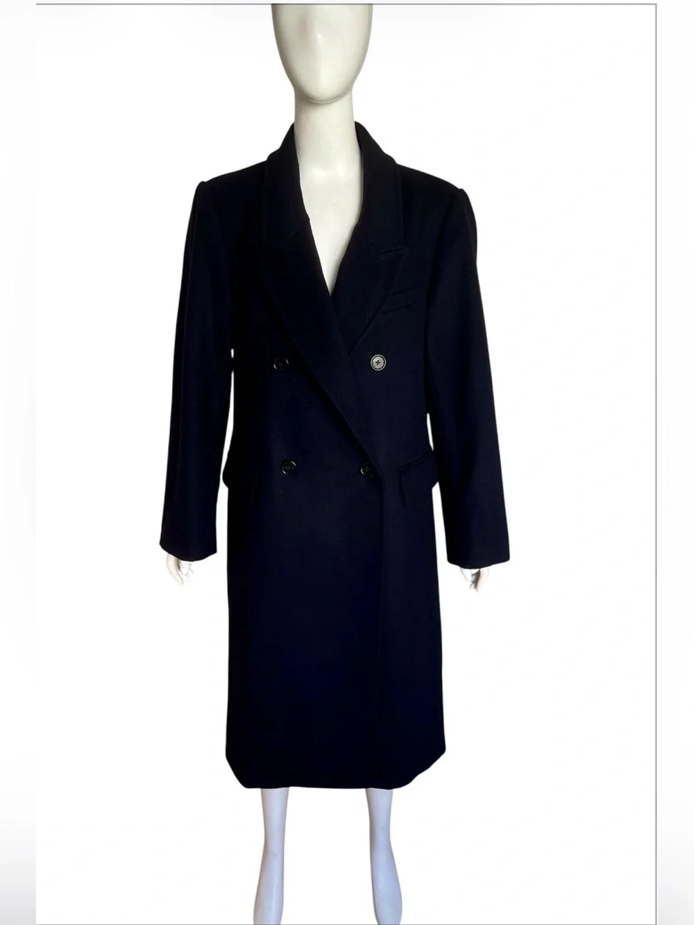 NWT Quince Women’s Italian Wool Double Breasted Coat Cadet Navy Blue Size L